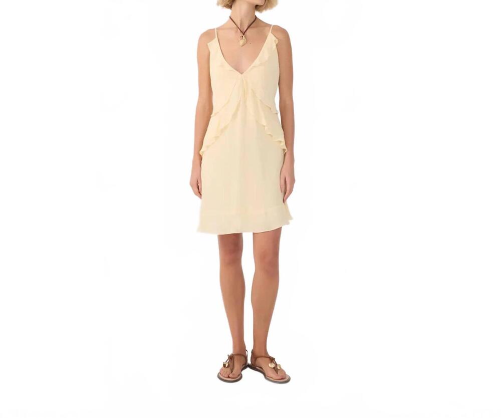 NEW DRESS TO concha layered v neck mini dress in beige